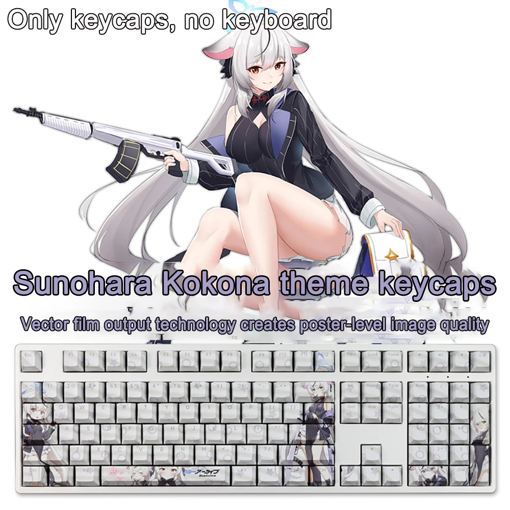 Blue Archive Keycaps Saiba Momoi 108 Keys PBT Dye Subbed Keycap Cherry Anime Cartoon Gaming Key caps For ANSI 61 87 104 108 Keys