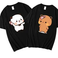 Couple Bubu Is Throwing Flip-flops At Dudu Summer Women Tshirt Dudu Was Threw Flip-flops By Bubu Since He Teases Summer Tee Tops
