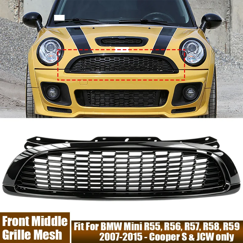 For BMW Car Front Grille Mesh Trim Splitter Spoiler Frame For BMW Mini R55, R56, R57, R58, R59 2007-2015 - Cooper S & JCW only