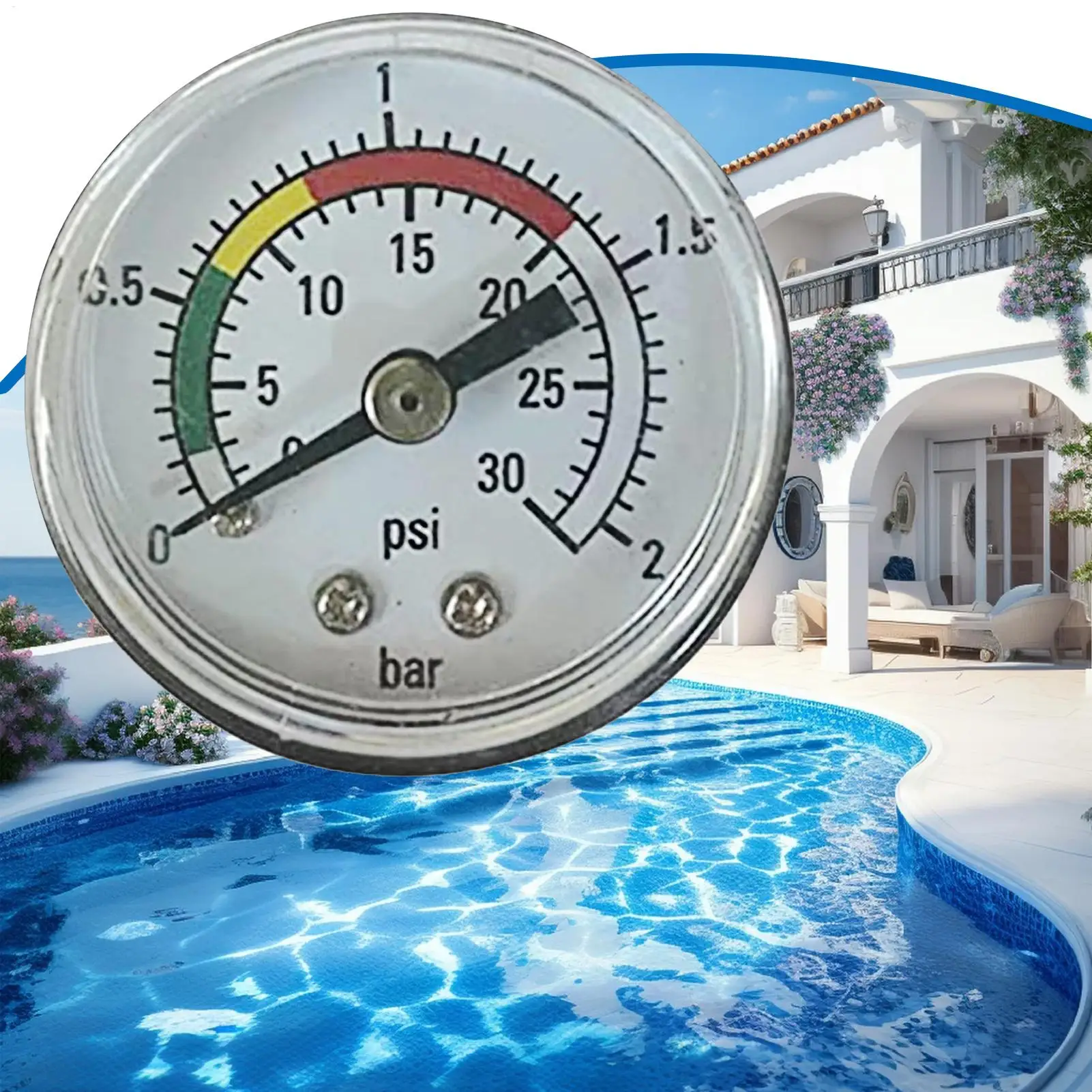 Versatile Pressure Gauge Dual Scale Measurement Gauge Fit For Outdoor Garden Sand Filter Water Pump Indicator Pool Accessories