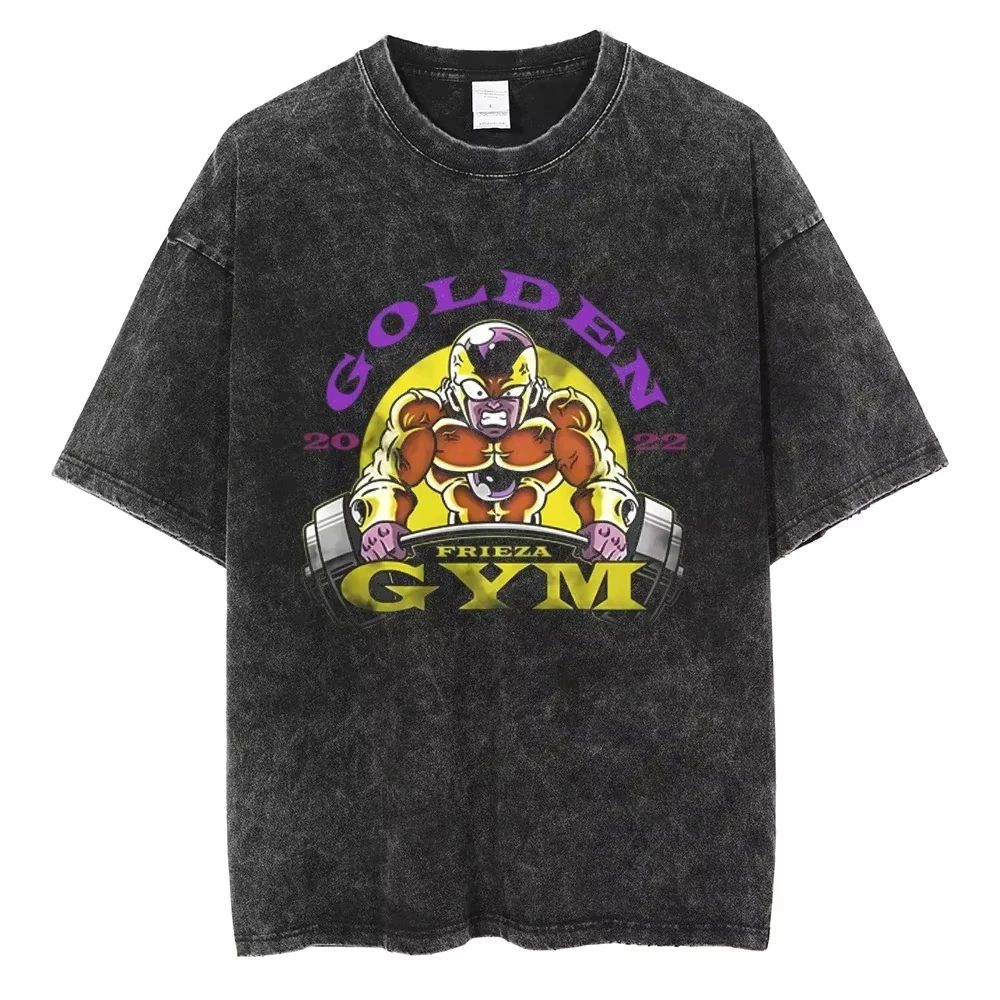Gym Dragon Ball Vintage Harajuku Vintage Gewassen T-shirt Katoen Mannen Hip Hop Streetwear Oversized Vrouwen Korte Mouw Unisex Y2k