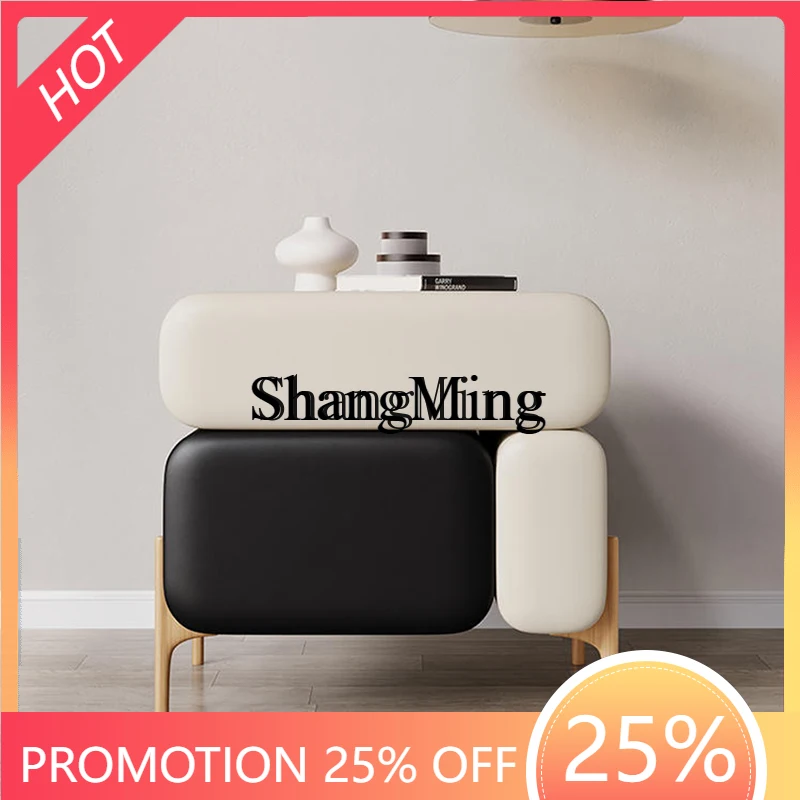 

ZYY Simple Solid Wood Simple Modern Creative Cream Wind Leather Mini Bedroom Premium Locker