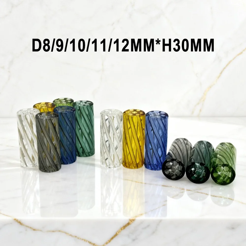 20Pcs 7mm 8mm 9mm 10mm 12mm H30mm Mini Glass Cigar Pipe Filter Tips Round Mouth for Herbal Rolling Drip With 7 Holes