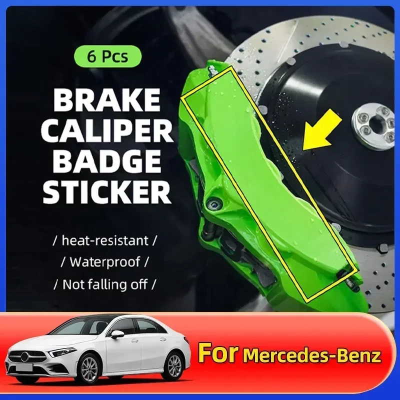 

6pcs Brake Caliper Sticker Heat Resistant Decal Car Decoration For Mercedes Benz W204 W124 W201 W202 W212 W220 W205 GLA CLA GLC