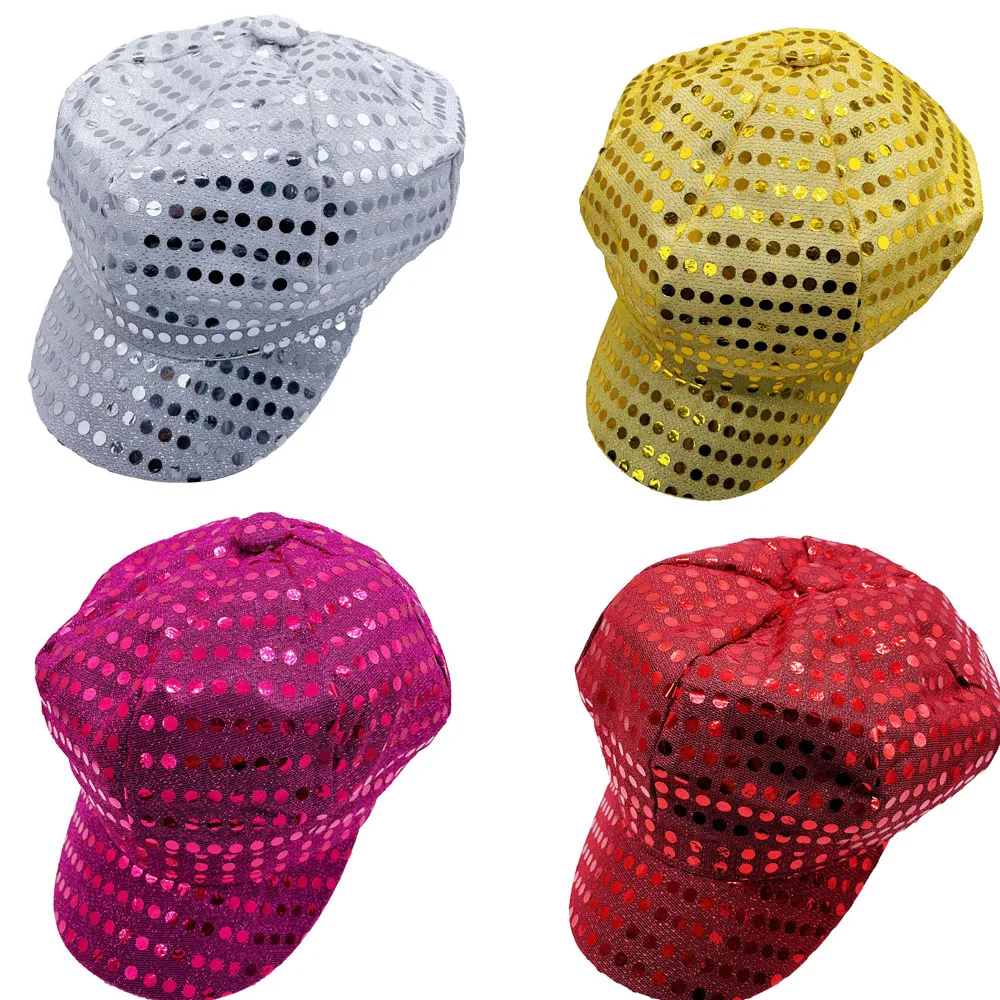 Retro 70s 80s Disco Sequin Hat – Vintage Octagonal Performance Cap