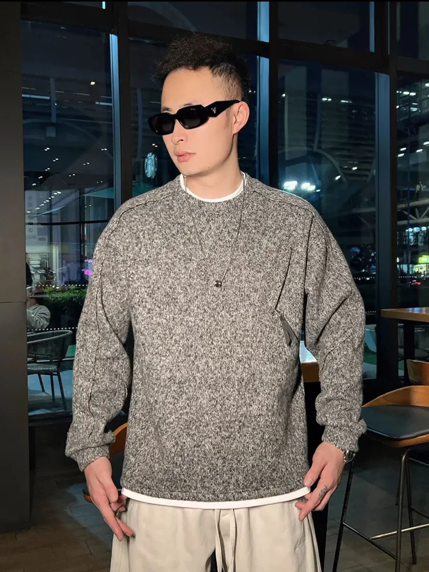 

Мужской зимний утепленный свитшот с круглым вырезом, роскошная модная одежда, повседневный свободный крой, длинный рукав, легко сочетается, базовый стиль