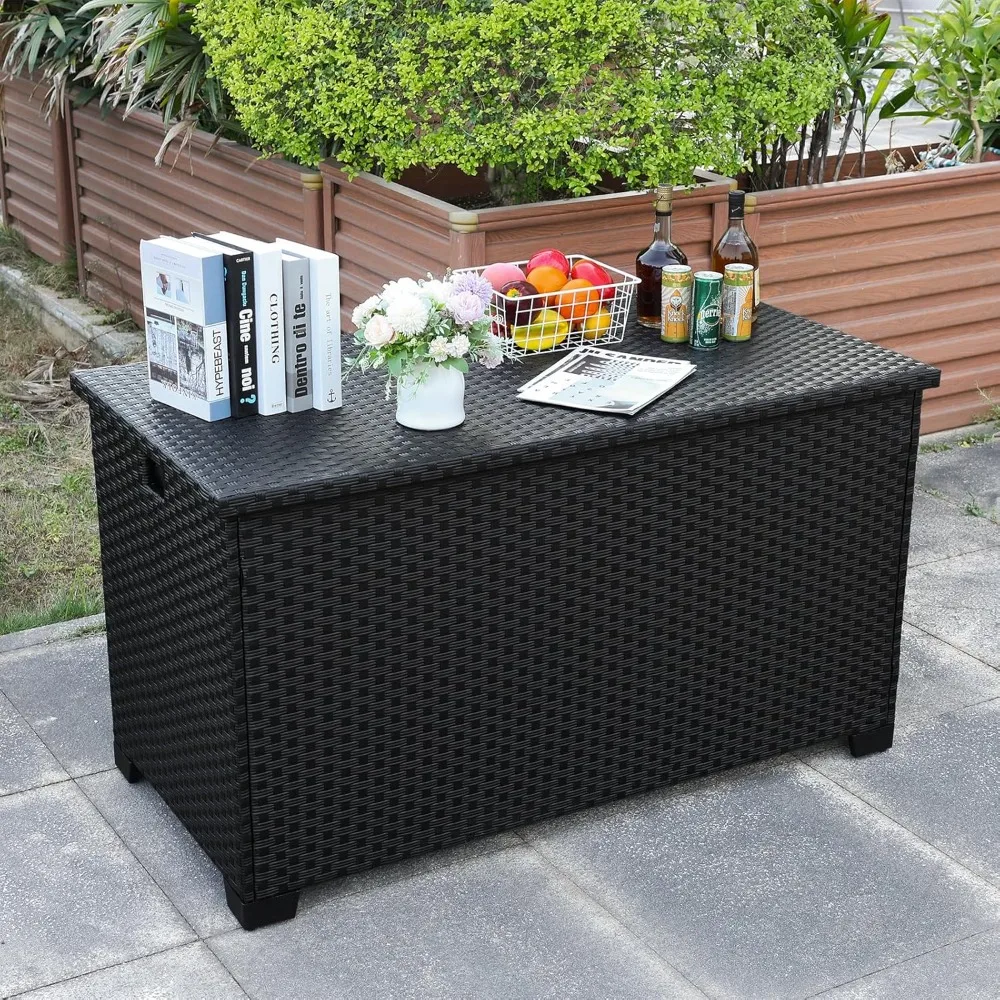 

Patio Box 150 Gallon Patio Storage Bin with Waterproof Lining Bag Large Deck Storage Box and Cushion Storage