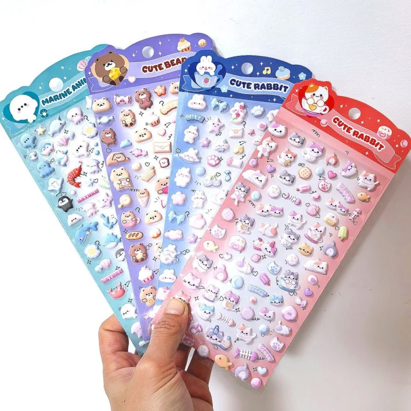 24pcs/lot Kawaii Cat Bear Rabbit Animal Stickers Creative Scrapbooking DIY Diary Decorative Sticker Album Stick Label