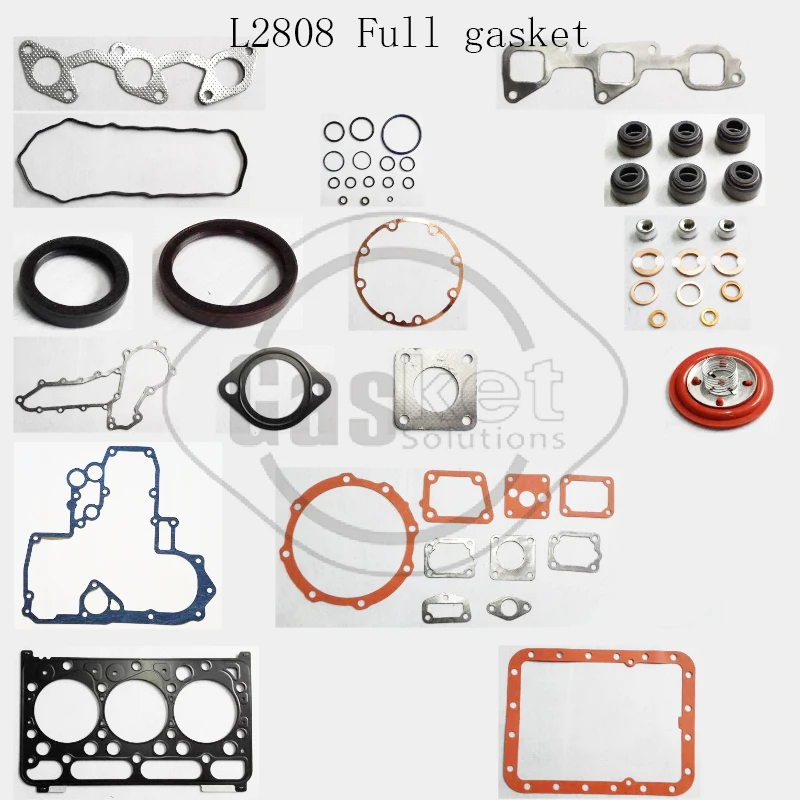 L3408 L2808 Full Gasket Set Cylinder Head Gasket Fits Kubota Tractor Mower Excavator