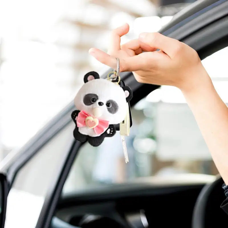 Animals Keyring Panda Keyring Portable Panda Anime Plush Key Chain Decor For Car Schoolbag Purse Bag