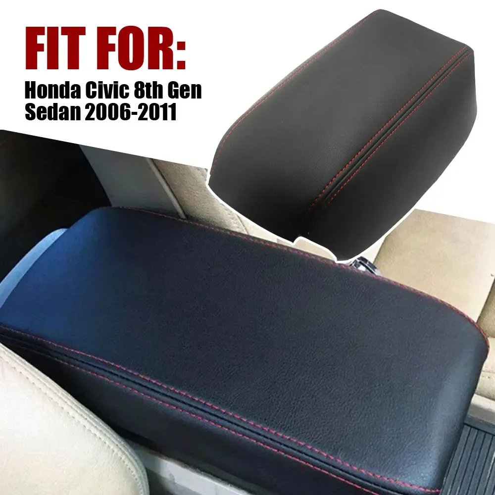 

1X Fashion Leather Car Styling Center Armrest Console Box Cover Trim for Honda Civic 8th Gen Sedan 2006 2007 2008 2009 2010 2011