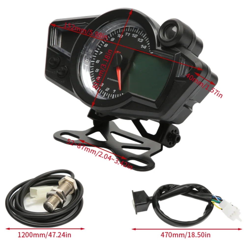 Newest Motorcycle Scooter Speedometer Tachometer ATV 15000 RPM LCD Odometer Speedometer Tachometer Gauge RPM km/h DC12V