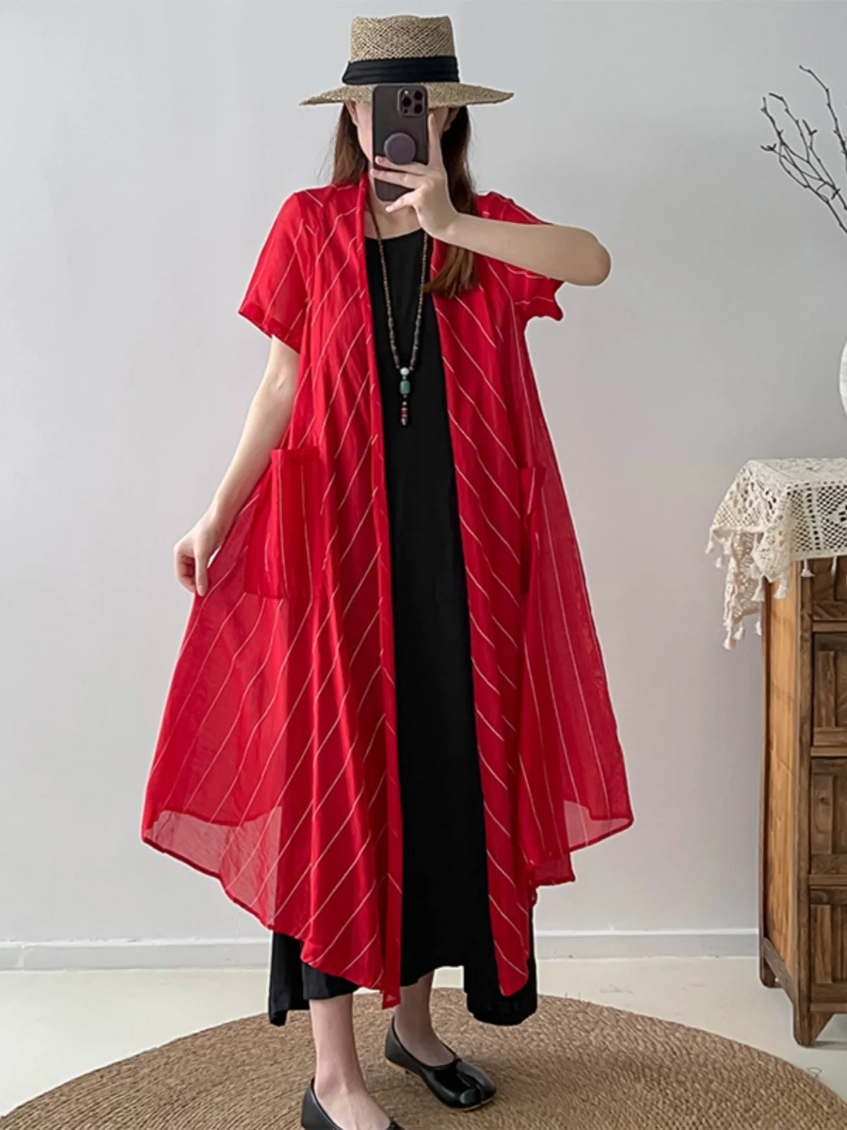 

Длинный топ и юбка с запахом, комплект из льняного шелка, пляжный кардиган с открытым кардиганом Jaet для женщин, лето 2023, лето 2023