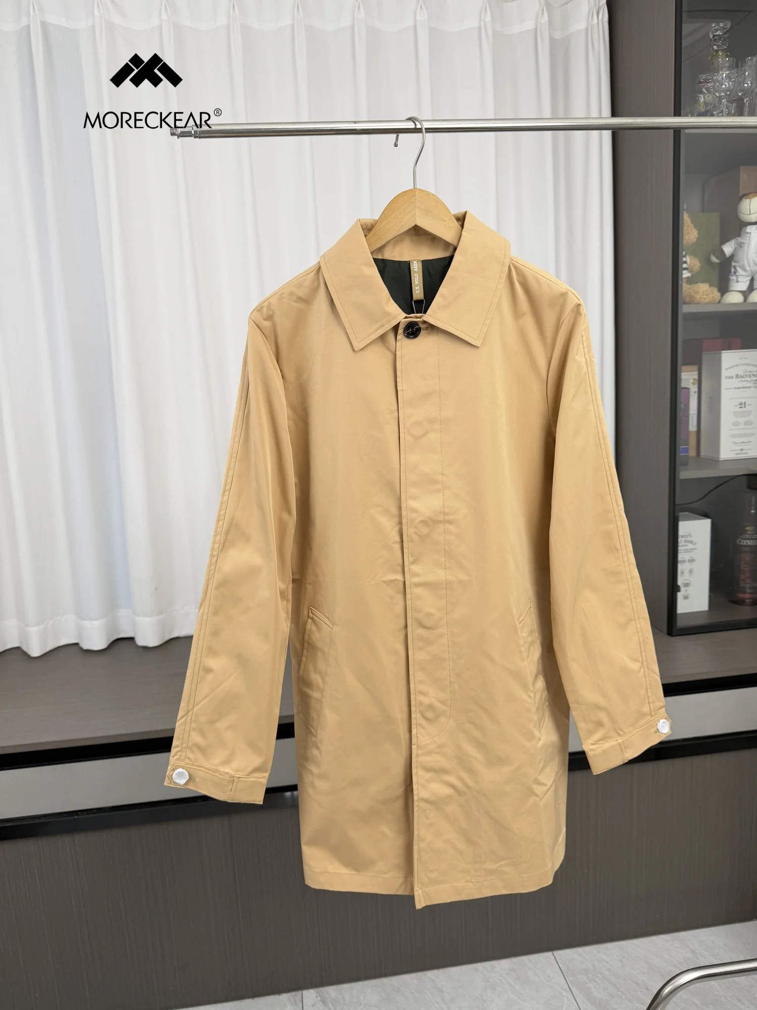 Artistic Men's Long Coat Breathable Commuter Style Mid-Length Windbreaker High-End Autumn Outerwear Comfortable Men's Jacket