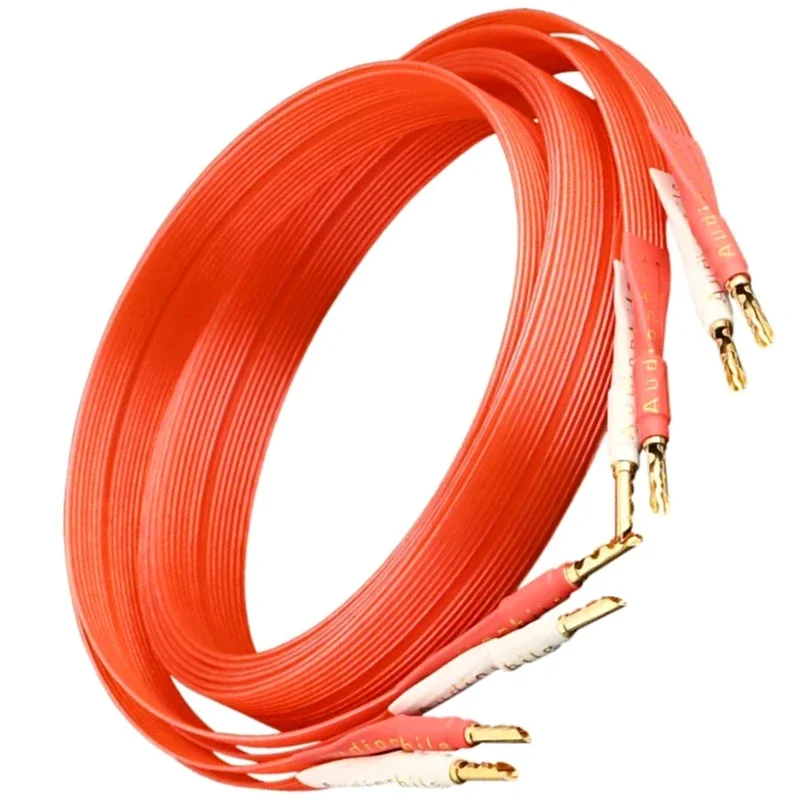 14 Cores HiFi Speaker Cable OCC Silver Plated Amplifier Speaker Wire Gold Plated Banana Plug / Y Plug Red / Blue