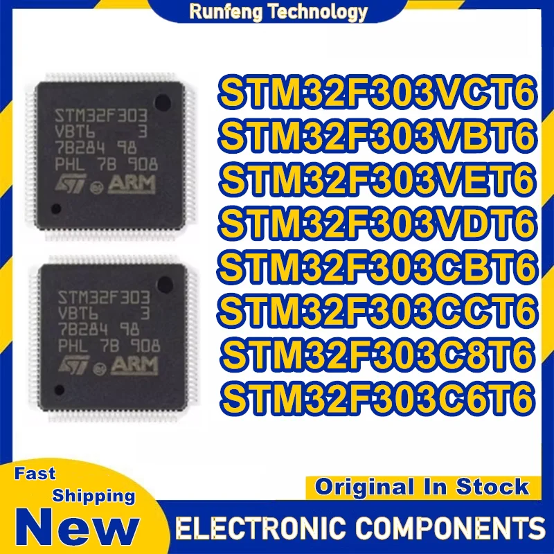 5PCS STM32F303VCT6 STM32F303VBT6 STM32F303VET6 STM32F303VDT6 STM32F303CBT6 STM32F303CCT6 STM32F303C8T6 STM32F303C6T6 em estoque