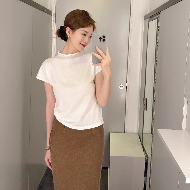 

Женский деловой повседневный топ, уютный офисный наряд хорошего качества, новинка 2025 года, футболка в минимальном стиле