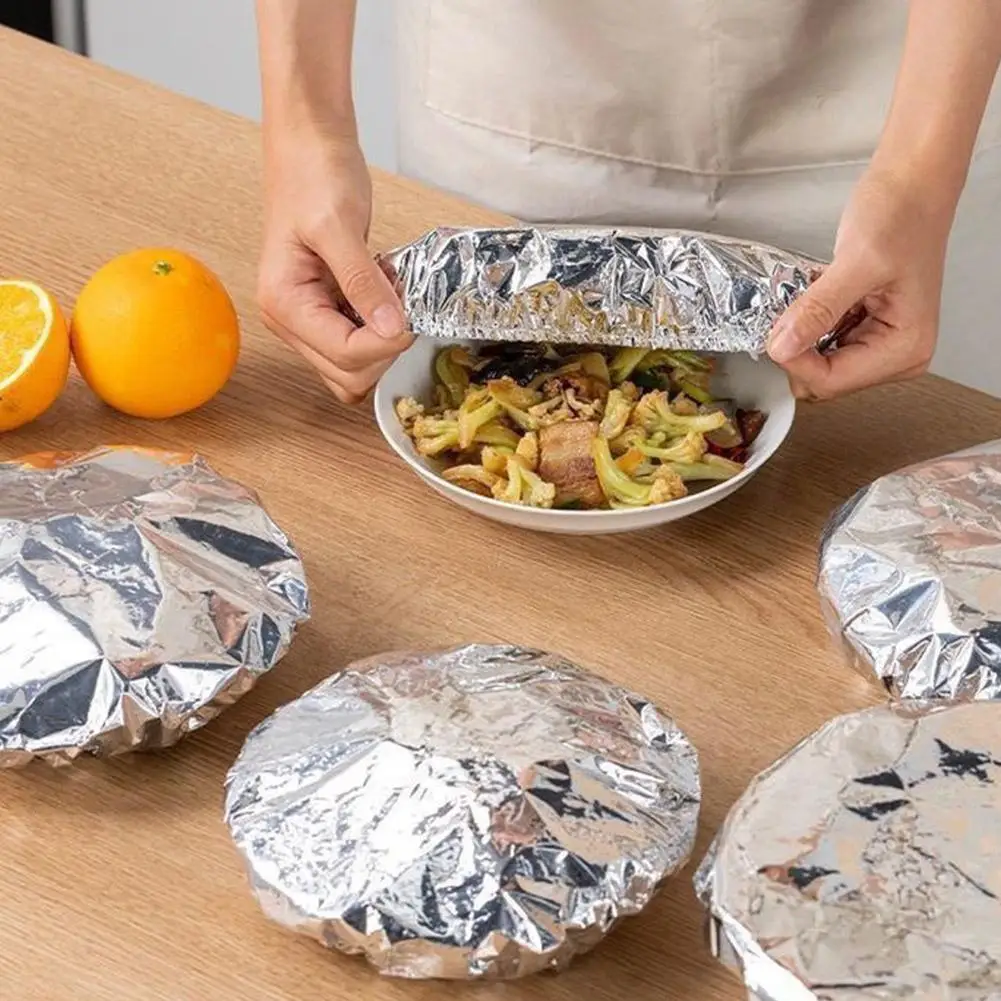 10-50pcs Reusable Aluminum Foil Bowl Cover Heat Insulation And Heat Preservation Food Grade Oven Takeaway Picnic
