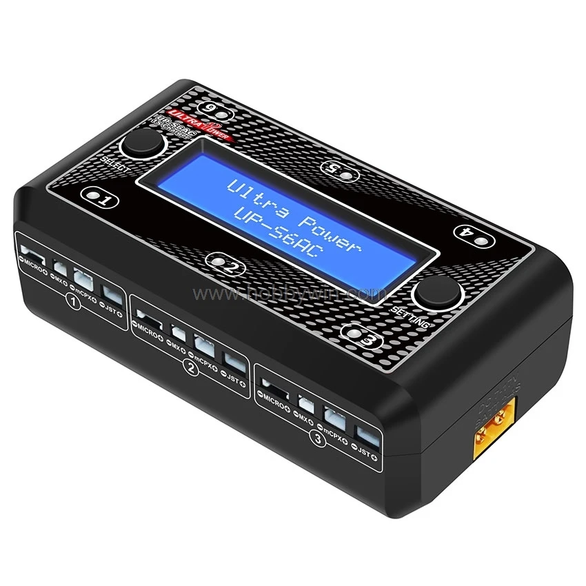 UP-S6AC 6-CH Intelligent Fast Balance Charger for 6x 1 Cell LiPo/LiHV battery charging fit port Micro /MX /JST /mCPX