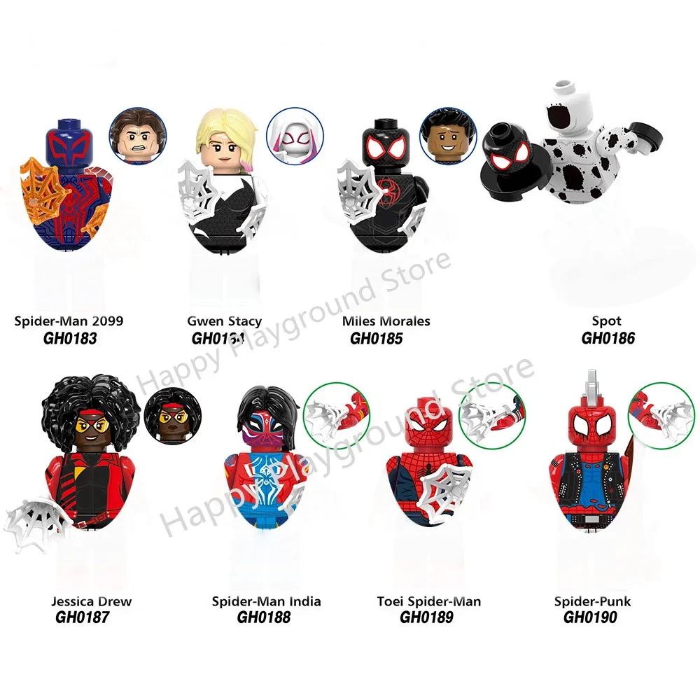 Blocos de construção marvel mini figuras de ação presentes festa das crianças brinquedos tijolo parker milhas morales homem aranha homem de ferro homem formiga