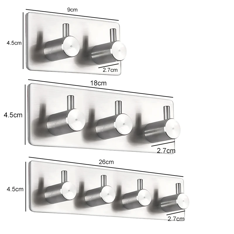 

Stainless Steel Self-Adhesive Hooks Towel Holder Coat Hooks Strong Hardware Hanging Hook Metal Sticky Hooks Bathroom Accessories