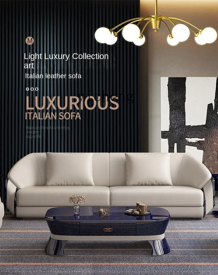 Zf light luxury leather sofa Internet celebrity villa furniture luxury home decor