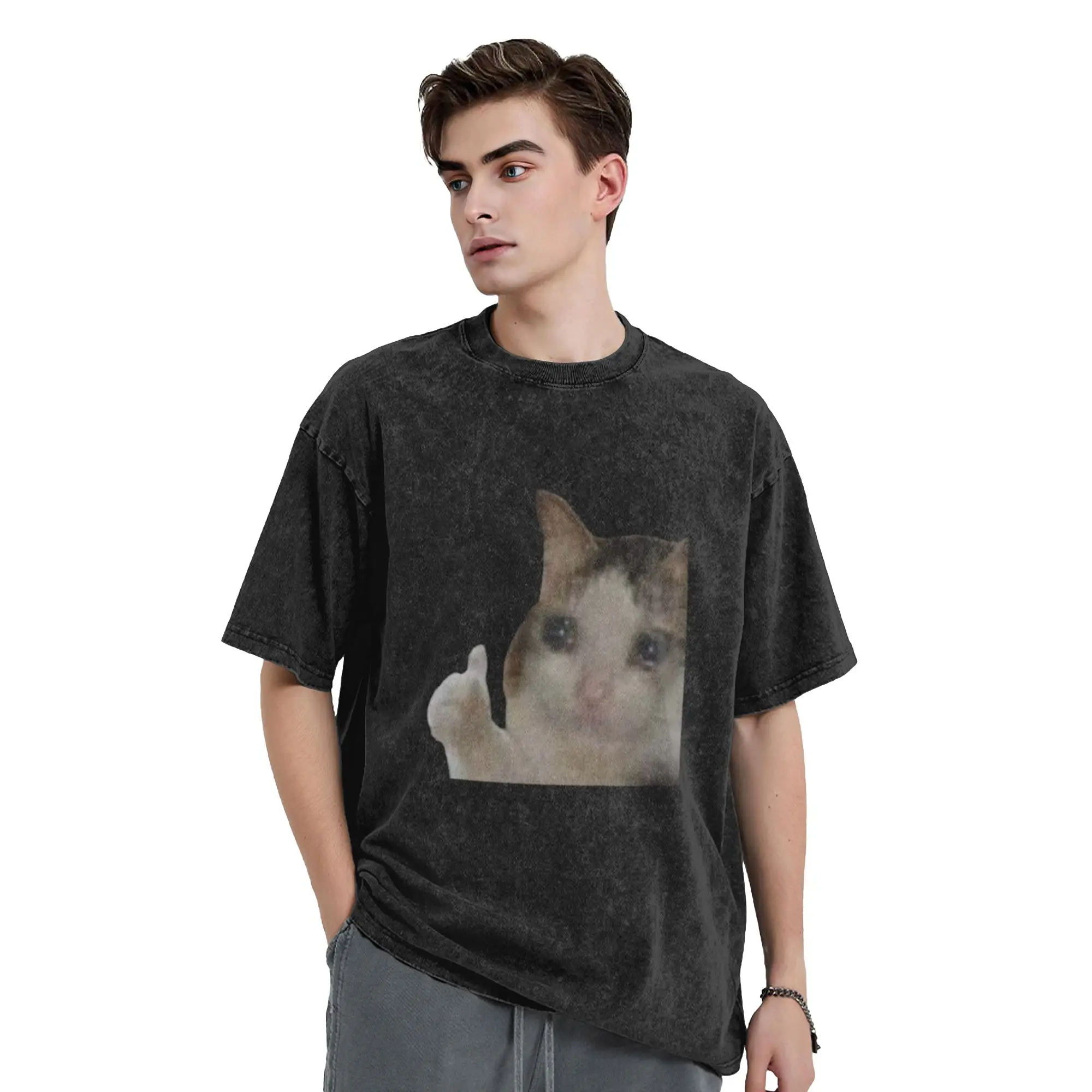 Crying My Best - Meme Cat 2 Classic Comfort A T-Shirt Oversized Short Sleeve Men's Women's Cotton Tees Tops