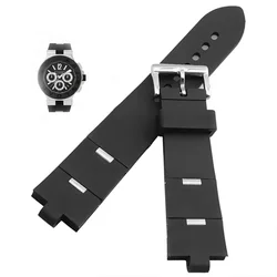 Black rubber replacement strap suitable for Bvlgari Diagono 24mm * 8mm 22mm * 8mm male and female agreed silicone strap