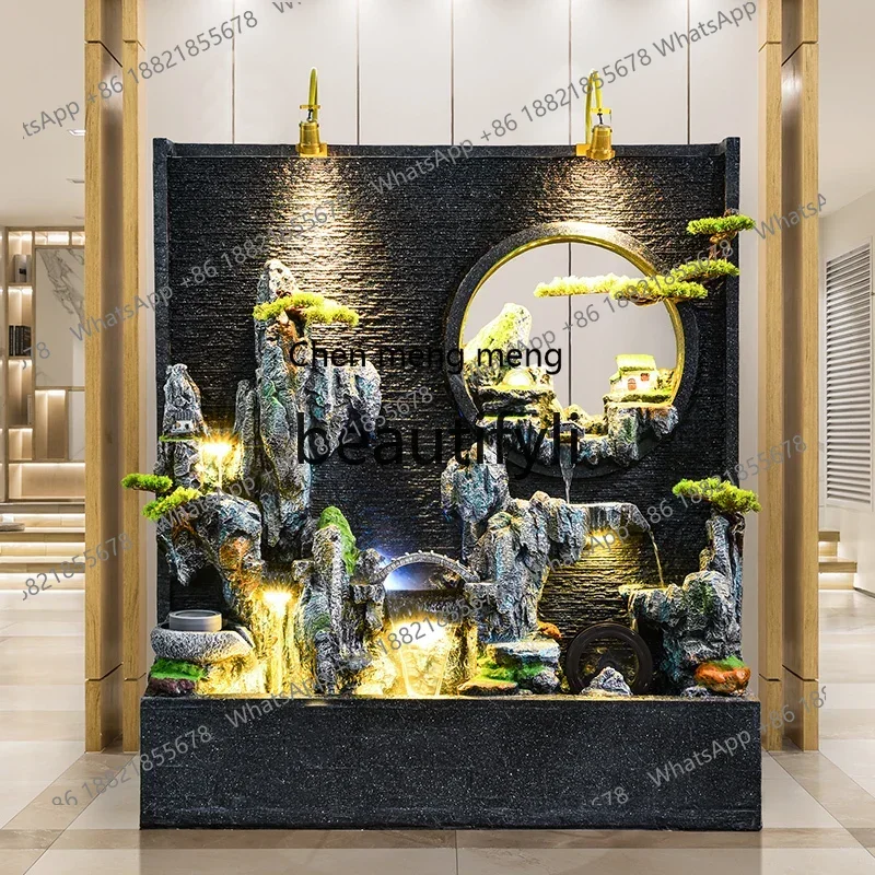 

D178 Water curtain wall, flowing water fountain, rockery ornament, living room and outdoor fish pond