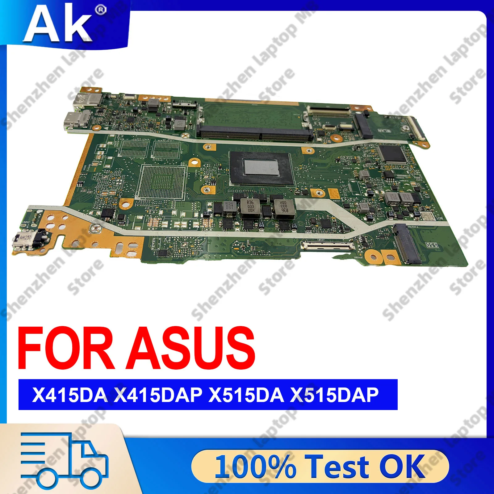 

X415DA Laptop Motherboard For ASUS VivoBook X415DAP X415D FL8850D X515DA Notebook Mainboard With R3 R5 R7 CPU 100% tests OK stk