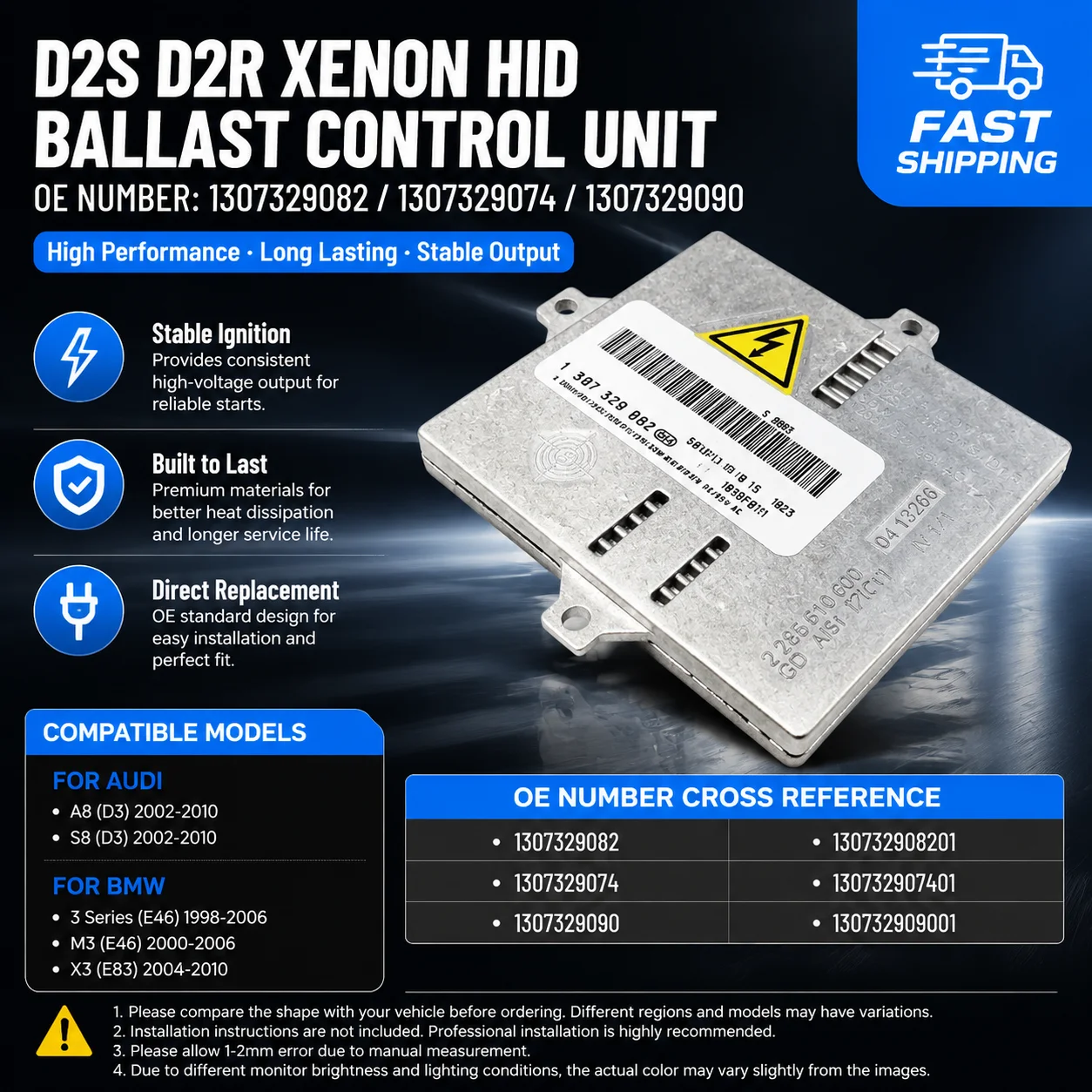 Блок управления ксеноновыми лампами D2S D2R (HID) с быстрой доставкой, номера 1307329082, 1307329074, 1307329090 для Audi A8, S8, BMW E46, 3 серии, M3, X3 E83