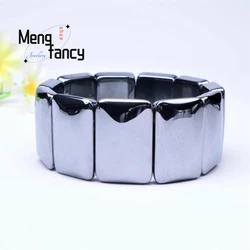 Fashion Natural Terahertz Hand Row Polycrystalline Silicon Energy Stone Bracelet Unisex Couple Fashion Jewelry Fine Holiday Gift
