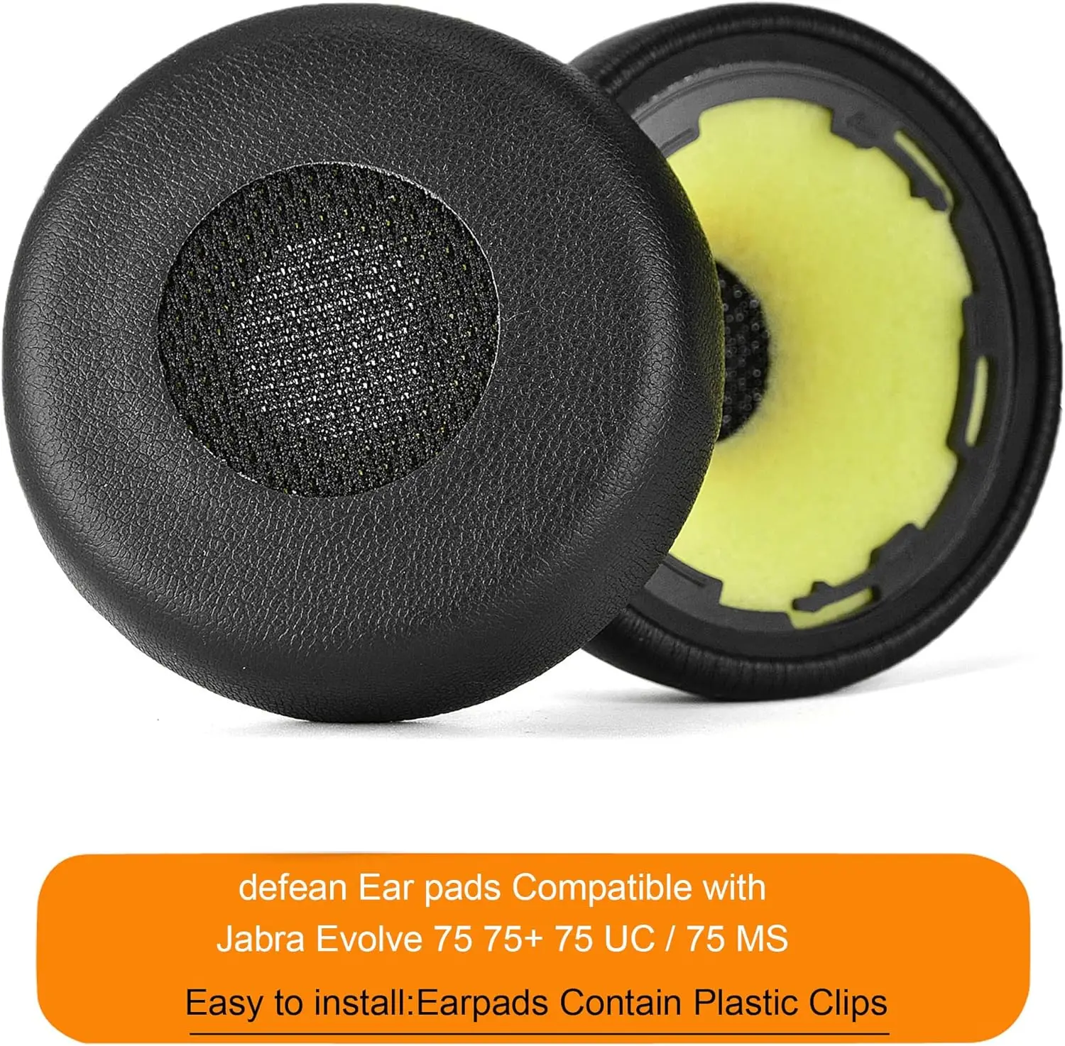 Evolve 75  Replacement Ear Cushion Compatible with Jabra Evolve 75 75+ 75 UC / 75 MS Headphone/Earpads Contain Plastic Clips