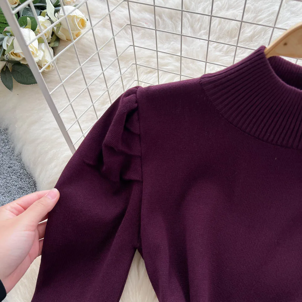 Chic vintage manica a sbuffo maglia sottile elegante fata moda coreana Boho vestito estivo abbigliamento donna