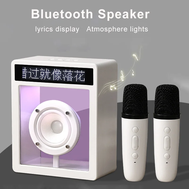 

Transparent Audio Lyrics Display Bluetooth Speaker with Mic FM Radio Home Decor HIFI Stereo MP3 Music Player Wireless Soundbox