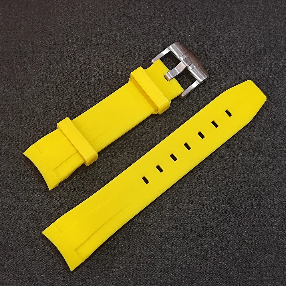 

22mm Width Quality Fluoro Rubber Watch Strap Replacement Watch Accessories Silvery Rose Gold Black Watch Clasp Collocation Band