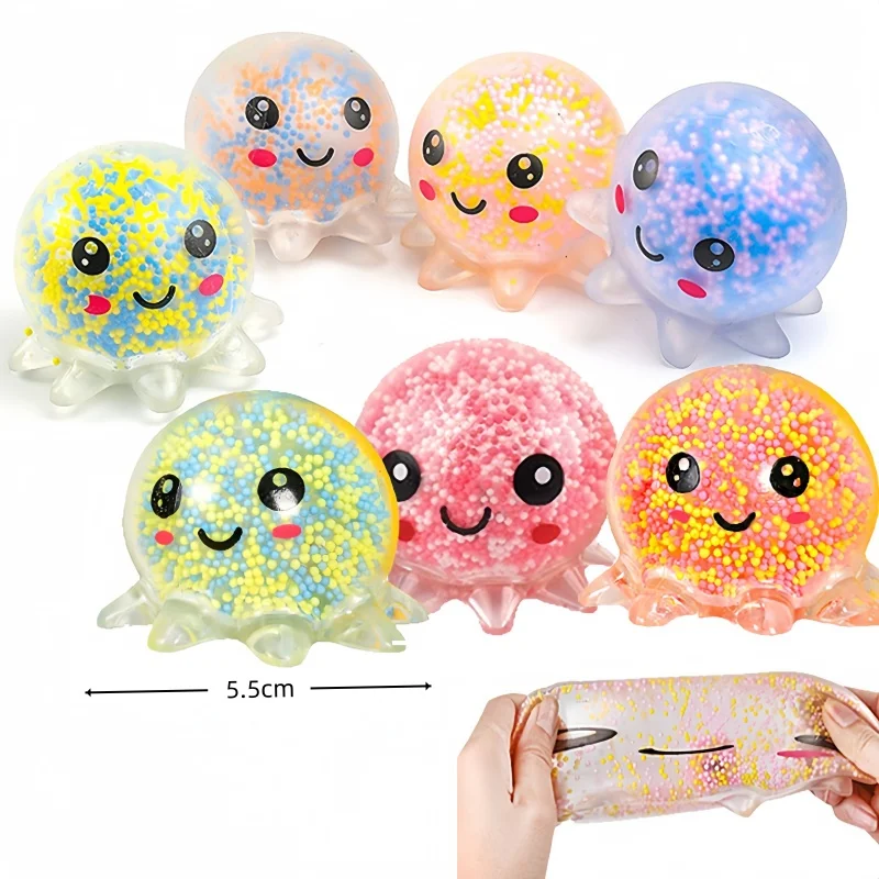 2Pcs Animal Squid Vent Ball Squeeze Decompressions Toy Bubble Octopus Ball Stress Relief Toy Slow Rebond Squishy Birthday Gift