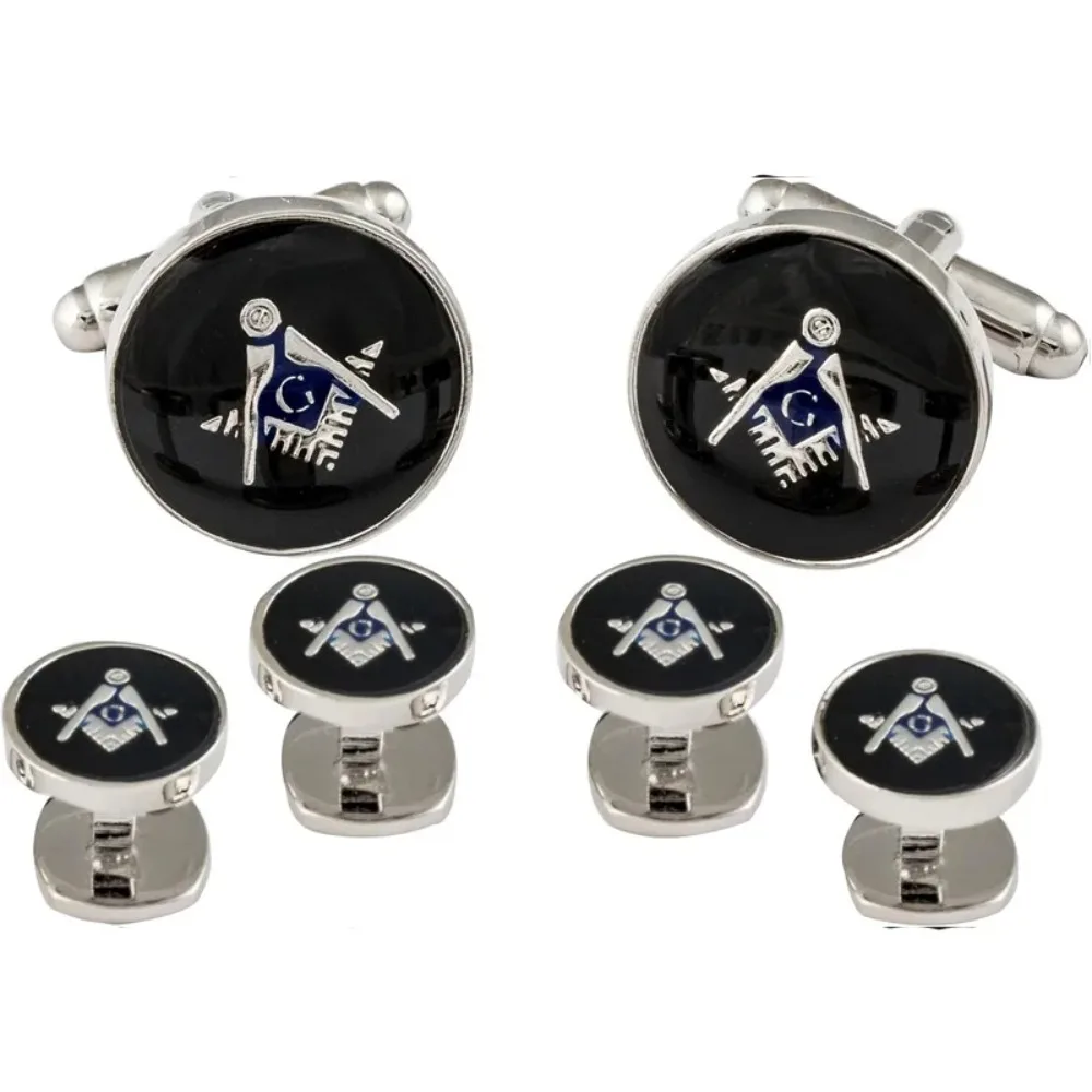 8-piece Set Men's Freemasonry Cufflinks Earrings Button Tuxedo French Sleeve Nail Shirt Accessories Business Clothing Cuff-link