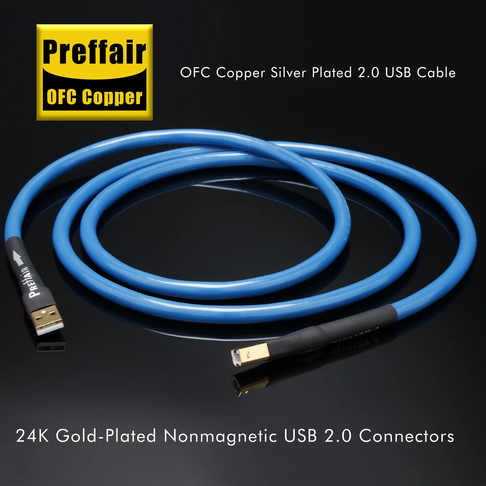 Preffair X404 Hi-End посеребренный USB-кабель USB2.0 от A до B Цифровой аудиокабель ЦАП для ЦАП, декодера, принтера