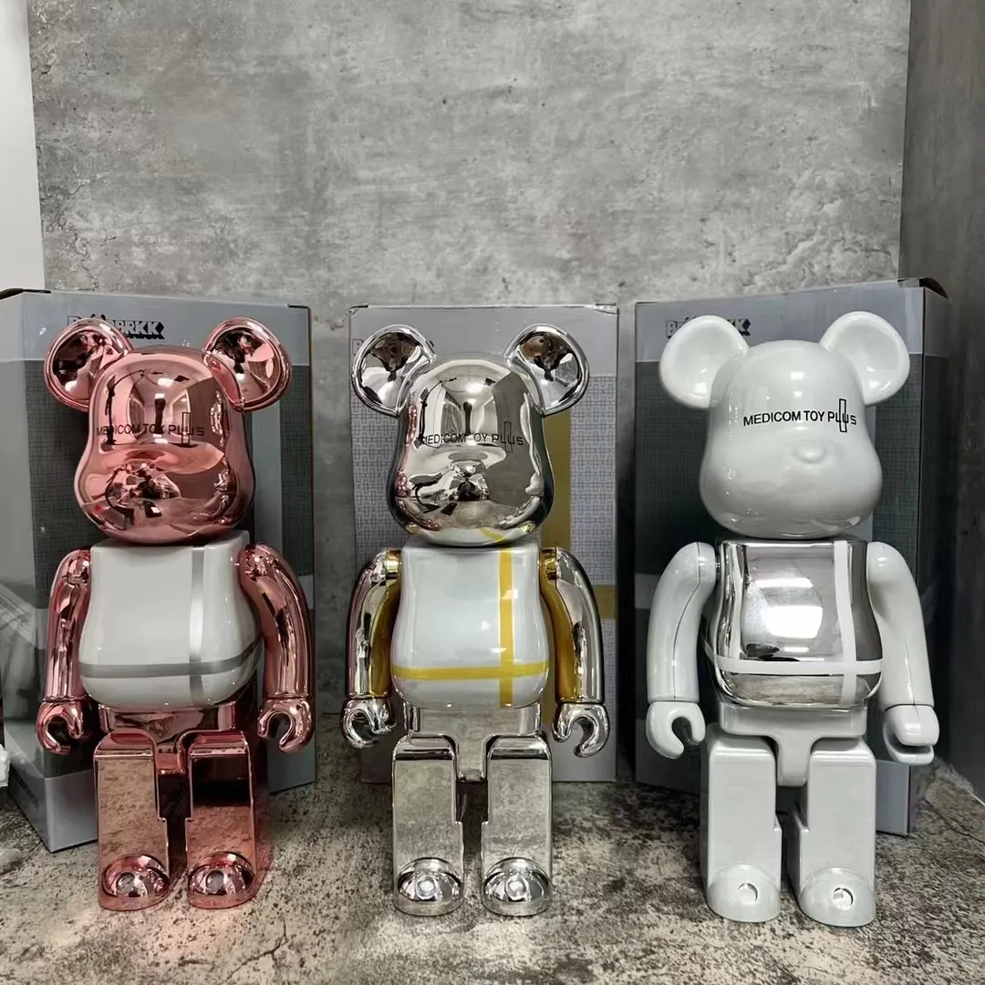 

Bearbrick 400% Pink Gold Silver Pearl White Cross Plus Be@rbricklys Electroplating Trend Toy Tabletop Decoration