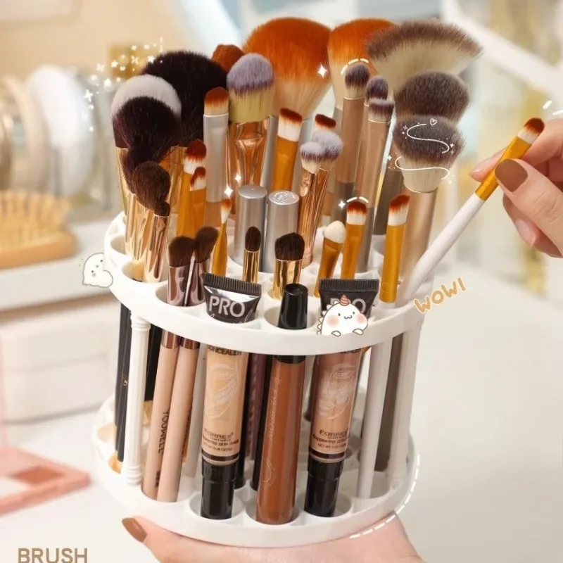 White Make Up Brush Storage Rack Desktop Cosmetics Storage Rack Lipstick Makeup Brush Storag Sorting Storage Box Dressing Tables