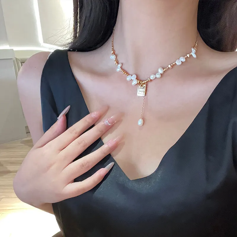 

New Arrival Shattered Gold Lucky Design Natural Freshwater Pearl 14k Gold Filled Female Chain Necklaces Jewelry For Women