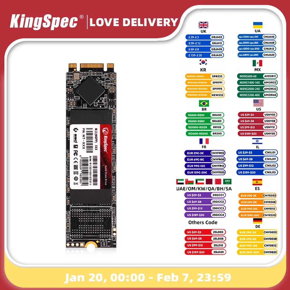 KingSpec M2 SSD 512GB SATA SSD 1TB 128GB 256GB 2T 4T ssd M.2 Ssd 2280 NGFF Hard Drive Disk Internal Solid State Drive for Laptop