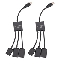 ABKN-2X USB 3.1 Type C Male To 2 Dual USB A 2.0 Female + Micro-USB Female 3 In 1 OTG HUB