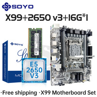 SOYO X99 Motherboard Set With Intel E5 2650 V3 CPU DDR4 16G*1 2133MHz ECC RAM for Desktop Gaming Computer components Mainboard