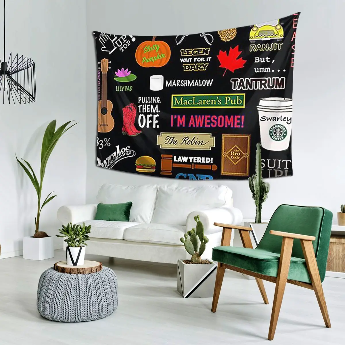 كيف قابلت أمك Himym برنامج تلفزيوني كولاج نسيج الديكور الفن المفروشات الجمالية لغرفة النوم المنزل قماش صوفي الجدار الشنق #2