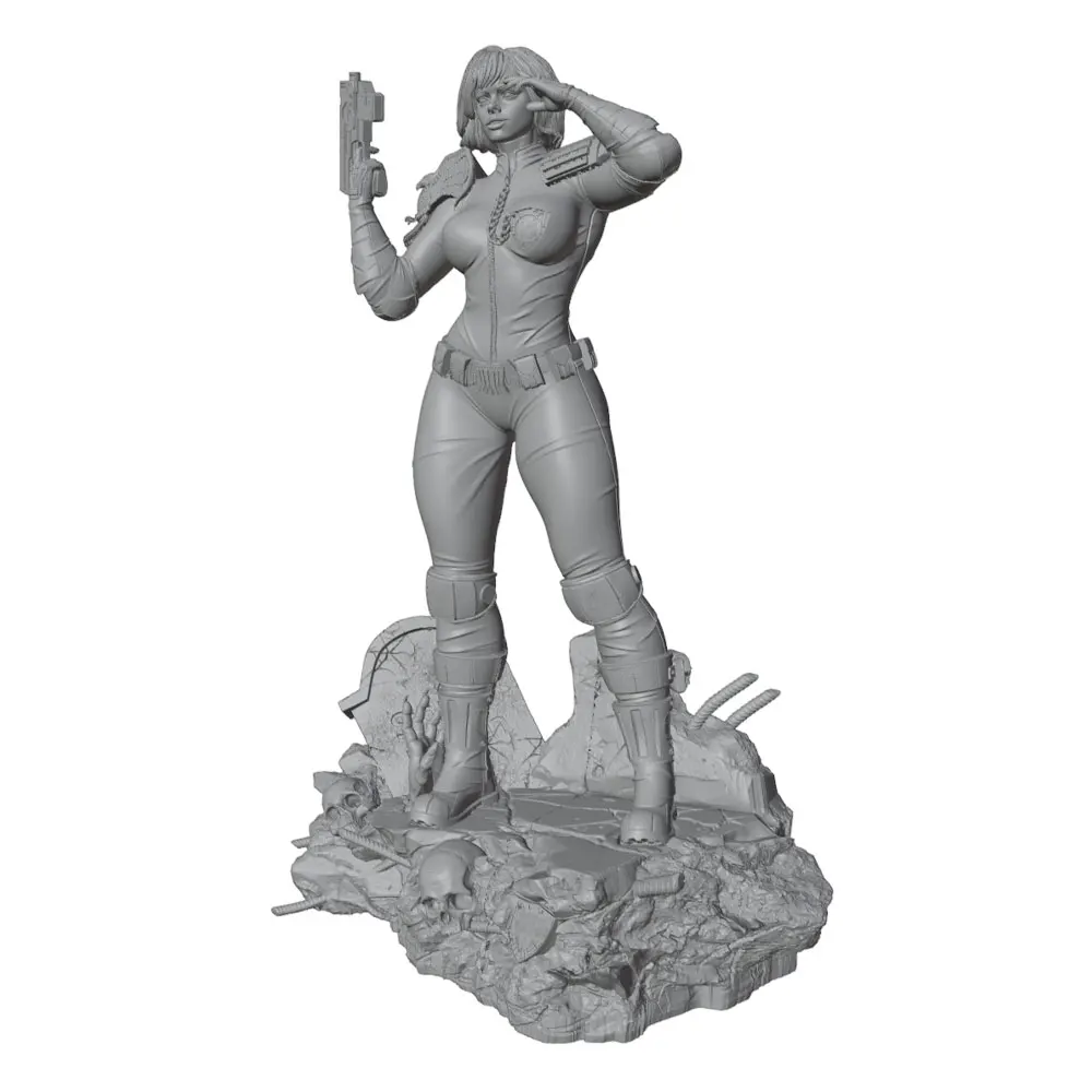 1/24/6Post-apocalyptic female warrior with a gun, sexy combat girl resin model kit, mini 3D-printed gray model statue, unpainted