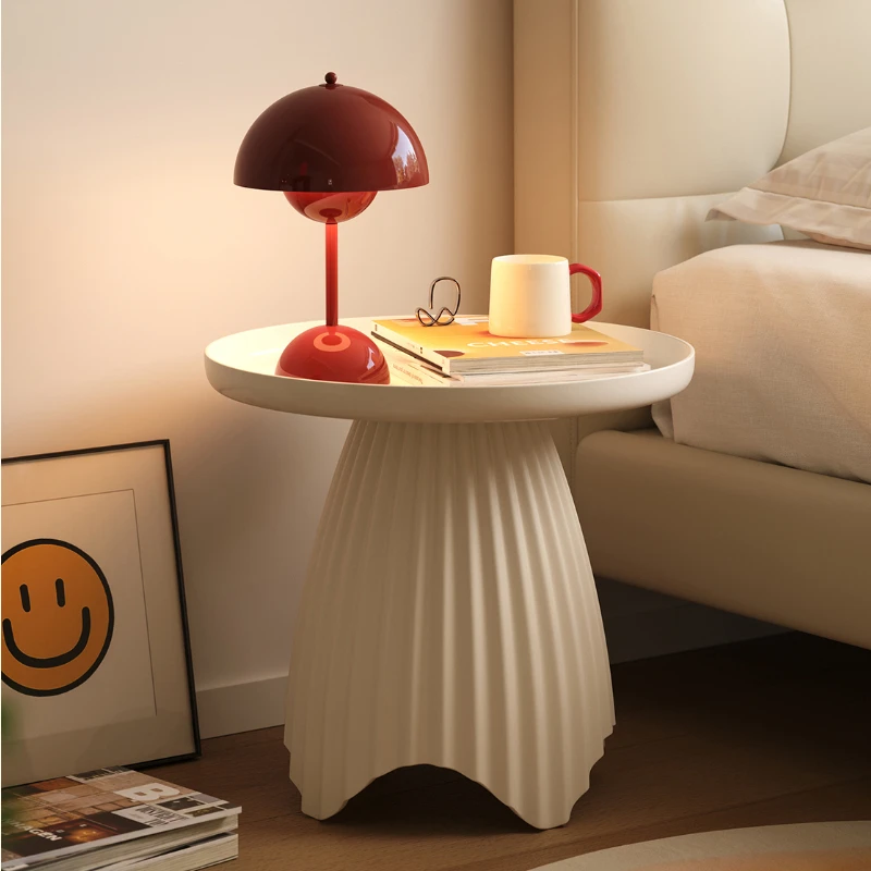 Scandinavian Cream Wind Sofa Side Table Small round Modern Bedside Coffee Table Simple Living Room