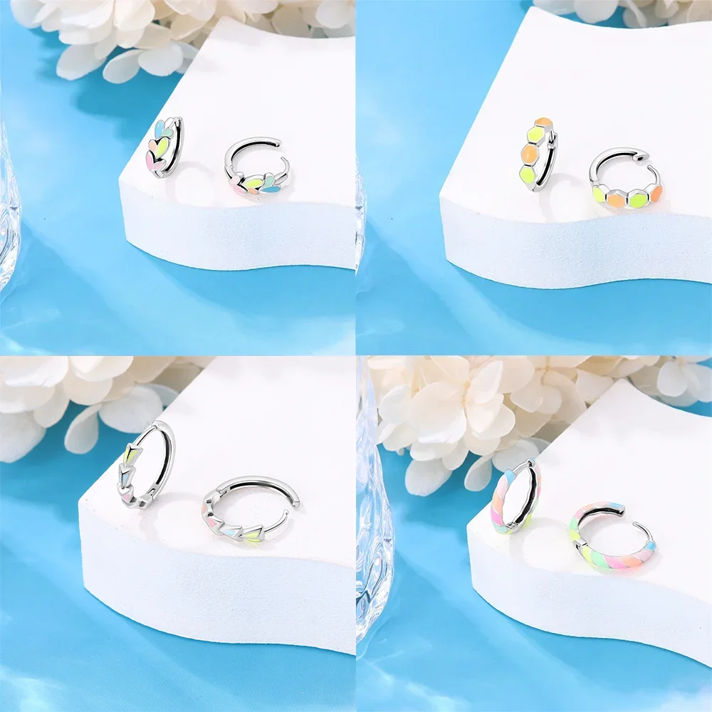 Silver 925 Color Glow in The Dark Cute Cat Claw Heart Shaped Rhomboid Earrings for Women Engagement Birthday Fine Jewelry Gift
