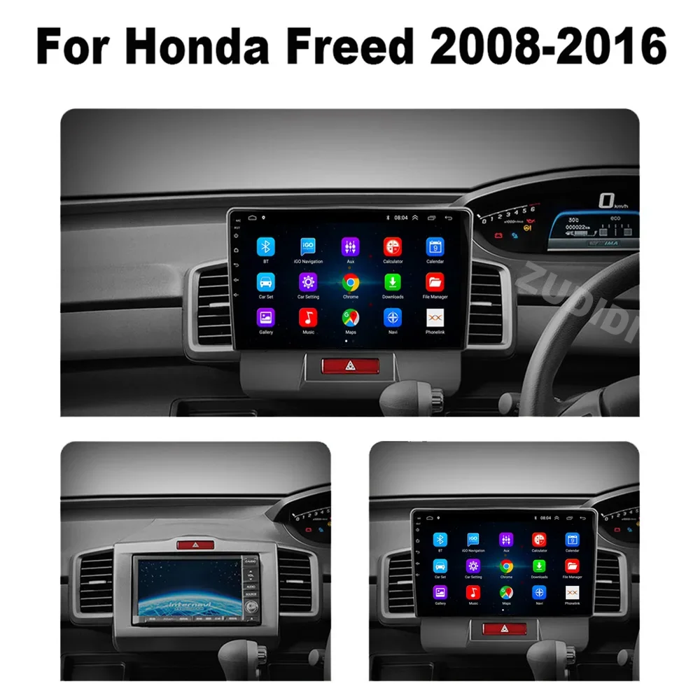 Leitor de Vídeo Multimídia para Carro, Tela de Rádio Android, Unidade Principal, Navegação 2Din, 4G CarPlay para Honda Liberado 1 Spike 2008-2016